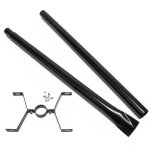 Pied de support pour bo�te aux lettres design style am�ricain, 190 x 190 x 1430 mm, couleur noire, acier ...