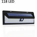 Lampe solaire  118 led - applique murale avec capteur de mouvement pir - clairage de 1000 lumens - ...