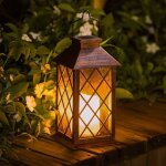Lanterne solaire de jardin  suspendre - led vacillante sans flamme - lanterne de mission pour table, ...
