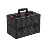 Malette maquillage valise coiffure en aluminium coffret � bijoux vanity beauty case noir - yaheetech