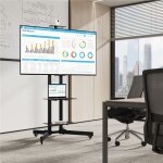 Yaheetech - support tv sur pied meuble tv mobile charge max 50kg avec gestion des c�bles 3 tablettes ...