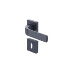 Yale - paire de poign�es porte bologna noir mat rosaces fonction trou de serrure - carr� 7mm