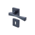 Yale - paire de poign�es porte verona noir mat rosaces fonction trou de serrure - carr� 7mm