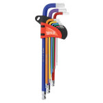 Yato - 9 cles males s2 couleur 6 pans btr, allen, chc tete spherique de 1. 5 a 10 mm