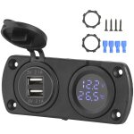 Jeffergarden temp�rature voltm�tre chargeur voiture double usb 12v prise de courant prise allume - cigare ...