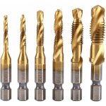 Ymyny - jeu de 6 tarauds, tige hexagonale � vis 1 / 4 'm3 - m10 perceuse et taraudeuse hss rev�tue de ...