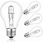 Yozhiqu - lot de 4 ampoule halogène, a55 e27 42w, ampoule dimmable e27 2700k transparent, globe a55 halogène ... Yozhiqu - lot de 4 ampoule halogène, a55 e27 42w, ampoule dimmable e27 2700k transparent, globe a55 halogène ...