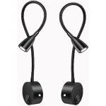 Yzmrbdqc - lampe chevet murale 2 pack lumi�res applique liseuse led col de cygne lumi�re 3w, 3000k blanc ...