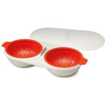 Pocheuse à ?ufs double pour micro - ondes, ensemble de chaudière à ?ufs en silicone comestible à 2 cavités ... Pocheuse à ?ufs double pour micro - ondes, ensemble de chaudière à ?ufs en silicone comestible à 2 cavités ...