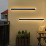 Applique murale 2 pack led exterieur - eclairage mural ip65 etanche 100cm noir lampe d'exterieur ovale ...