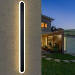 Zmh applique murale led exterieur - eclairage mural ip65 etanche 100cm noir lampe d'exterieur ovale 3000k ...