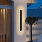 Applique murale led exterieur - eclairage mural ip65 etanche 50cm noir lampe d'exterieur ovale 3000k ...
