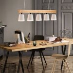 Lampe suspension luminaire plafonnier e27 avec 5 flammes lampe industrielle en bois et m�tal hauteur ...
