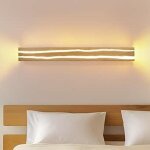 Zmh luminaire mural led int�rieur bois 80 cm 13 w blanc chaud 3000 k design contemporain longue veilleuse ...