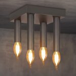 Zmh - plafonnier gris vintage lampe de plafond, 4 flammes e14 lampe de salon m�tal pour chambre cuisine ...