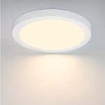 Plafonnier led blanc rond plat moderne 18w blanc chaud 3000k ip44 tanche pour bureau, salon, salle de ...
