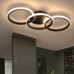 Plafonnier led design salon - noir �clairage de plafond avec 3 anneaux lustre chambre moderne 3000k lumi�re ...
