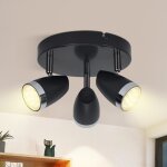 Zmh plafonnier led gris moderne rond 3 ampoules noir blanc chaud 3000k orientable 350� 12w couloir cuisine ...
