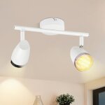 Zmh plafonnier led orientable blanc 2 ampoules 8w blanc chaud 3000k spot orientable � 350� pour salon ...