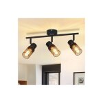 Zmh plafonnier noir 3 flammes - plafonnier vintage e27 orientable 330 spot mtal abat - jour pour salon ...