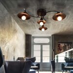 Zmh - plafonnier vintage e27 - rtro - noir - lampe de salon 4 ampoules - lampe de couloir industrielle ...