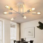 Plafonnier vintage e27 pour salon, lampe de chambre rtro  6 ampoules, lustre blanc pour table  manger. ...