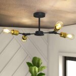 Zmh - plafonnier vintage plafonnier noir r�tro e27 4 flammes lampe de couloir lampe de salon industriel ...