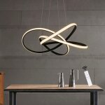 Suspension led pour salon noir hauteur r�glable � 62 cm 68 w anneaux lustre plafonnier dimmable avec ...