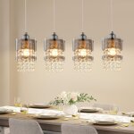 Suspension de table � manger 4 flamme e27 - noir vintage 150cm r�glable en hauteur lampe de salon avec ...