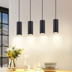 Suspension table � manger noir 4 flammes - lampe � suspendre gu10 salon industriel salle � manger suspendue ...