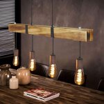 Zmh ? suspension vintage en bois 80cm ? 4 x e27 max. 25w ? r�glable en hauteur ? pour salle � manger, ...