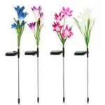 Zvd - lot de 4 lumires dcoratives de fleurs solaires pour jardin - 16 lys tanches - dcoration de ...