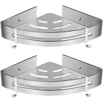 Zvd - corner shower shelf, bathroom shelf without drilling shower storage basket aluminum wall adhesive ...