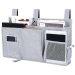 Zvd - gris sac de rangement de lit pour organisateur suspendu, tissu oxford poche de rangement de chevet ...