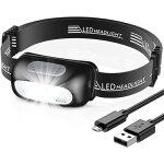 Zvd - lampe frontale, rechargeable lampe frontale puissante avec 5 modes d'�clairage, �tanche ipx4, portable ...