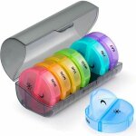 Zvd - pilulier semainier francais - rond 7 jours 14 compartiments - pillbox multicolores - matin et soir ...