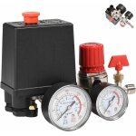 Pressostat pour compresseur d'air monophasé 90 - 120psi avec 4 ports et manomètre pour une réduction ... Pressostat pour compresseur d'air monophasé 90 - 120psi avec 4 ports et manomètre pour une réduction ...