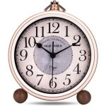 Zvd - reveil vintage sans tic - tac, m�tal beige reveil classique r�tro, el�gant d�co silencieuse horloge ...