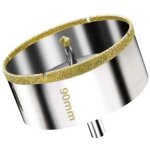 Zvd - scie cloche diamant�e 90 mm avec foret guidage de centrage, scie cloche carrelage avec rev�tement ...