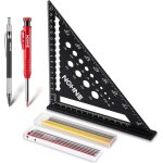 Groofoo equerre menuisier, querre charpentier multifonction 180 mm [crayon chantier + 18 mines] metal, ...
