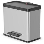 Hailo - 0633 - 200 ko trio plus l poubelle  pdale 3x9l acier inoxydable / noir