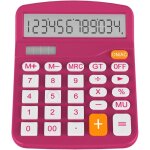 1 (14, 7124, 8 cm) calculatrice de bureau solaire rose rouge - grand cran lcd  12 chiffres, mini calculatric ...