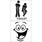 1 autocollant wc + 1 autocollant visage souriant, �tiquettes identification / d�co toilette