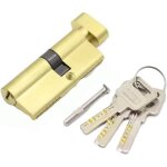 1 cylindre de serrure en laiton, cylindre à bouton / clé de 80 mm avec 3 clés en laiton, anti - levier, ... 1 cylindre de serrure en laiton, cylindre à bouton / clé de 80 mm avec 3 clés en laiton, anti - levier, ...