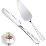 1 ensemble de serveur et couteau gateau de mariage 23cm, ensemble de coupe de gateau en acier inoxydable ...