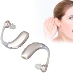 1 paire d'aides auditives, appareil mdical ergonomique rechargeable en silicone abs, argent