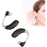 1 paire d'aides auditives, appareil mdical ergonomique rechargeable en silicone abs, noir