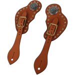 1 paire de courroies d'�peron western r�tro en cuir brun pour �quipement de protection et dressage �questre ...