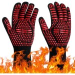 1 paire gants de barbecue, gants de four anti - chaleur jusqu'� 800�c, gants cuisine r�sistant � la chaleur ...