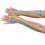1 paire de gants femme �clatants arc - en - ciel � imprim� r�sille, sans doigts pour mariage, f�te et ...